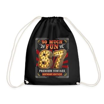 87th birthday 87 years Vintage-Retro Fun-Birthday - Drawstring Bag - black - Front