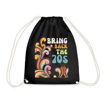 70s, retro style, funny saying 1970 - Drawstring Bag - black - Front