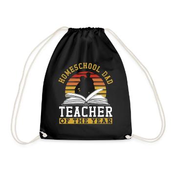 Homeschool Dad Teacher of the Year Father Papa - Drawstring Bag - black - Front