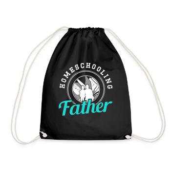 Father With HomeSchool Papa Homeschool Father's Day - Drawstring Bag - black - Front