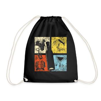 Sommelier Wine Drinking Tasting - Drawstring Bag - black - Front