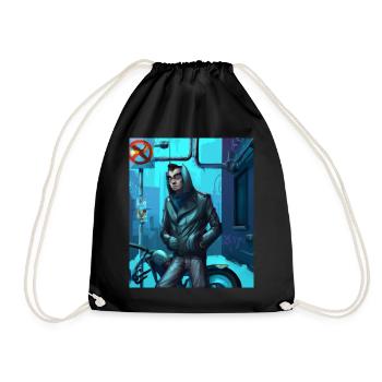 Abstract Cyber City SciFi - Drawstring Bag - black - Front