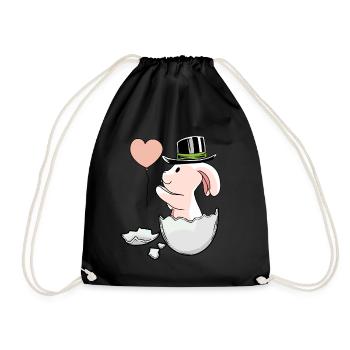 Easter Balloon EggShell Easter Rabbit - Drawstring Bag - black - Front