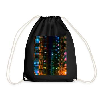 Abstract Cyber City SciFi - Drawstring Bag - black - Front