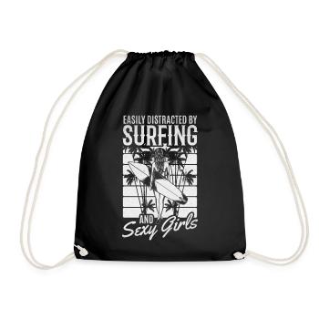 Surfer facilement distrait par le surf et sexy - Sac de sport léger - noir - Devant