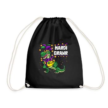 Mardi Grawr Fool's Costume T-Rex Dinosaur Kids - Drawstring Bag - black - Front