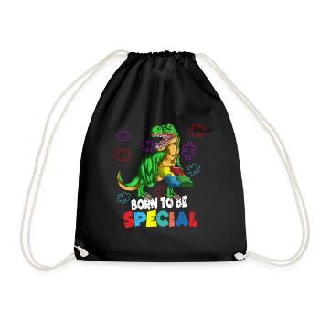 Born to be Special Children's Puzzle Dino Autism - Drawstring Bag - black - Front
