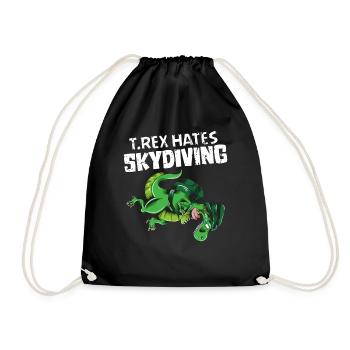 Skydive T Rex hates Skydiving Dino Outfit Funny - Drawstring Bag - black - Front