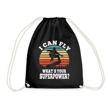 Skateboarding I Can Fly What is your superpower? - Drawstring Bag - black - Front