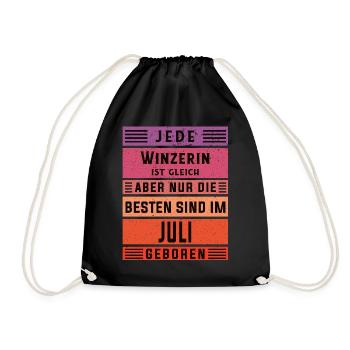 Weinbauer Geburtstag Juli geboren Winzerin - Turnbeutel - Schwarz - Vorne