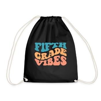 Fifth Grade Vibes - 5th Grade Team Retro 1st Day - Drawstring Bag - black - Front