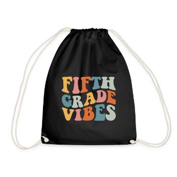 Fifth Grade Vibes - 5th Grade Team Retro 1st Day - Drawstring Bag - black - Front