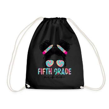 Fifth Grade Vibes - 5th Grade Team Retro 1st Day - Drawstring Bag - black - Front