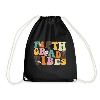 Fifth Grade Vibes - 5th Grade Team Retro 1st Day - Drawstring Bag - black - Front