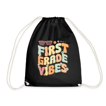 Back To School First Grade Vibes Student Teacher - Drawstring Bag - black - Front