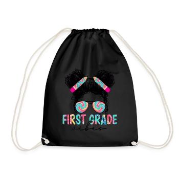 Back To School First Grade Vibes Student Teacher - Drawstring Bag - black - Front