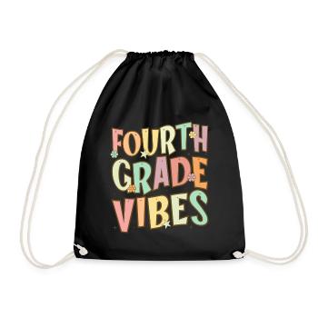 Fourth Grade Vibes - 4th Grade Team Retro 1st Day - Drawstring Bag - black - Front
