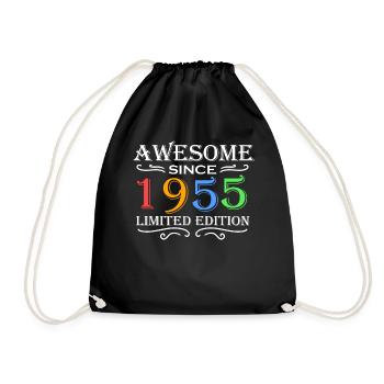 1955 - Jahrgang 1955 Geschenk - Turnbeutel - Schwarz - Vorne