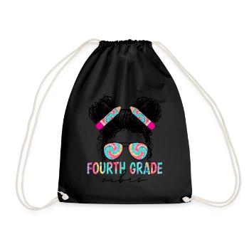 Fourth Grade Vibes - 4th Grade Team Retro 1st Day - Drawstring Bag - black - Front