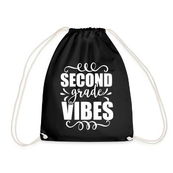 Back To School Second Grade Vibes Retro Teacher - Drawstring Bag - black - Front