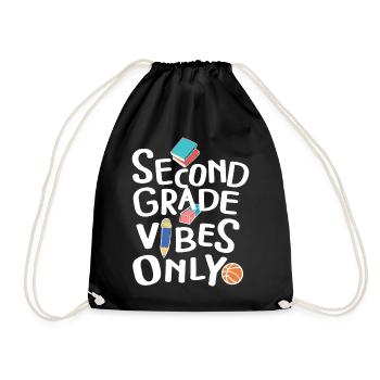 Back To School Second Grade Vibes Retro Teacher - Drawstring Bag - black - Front