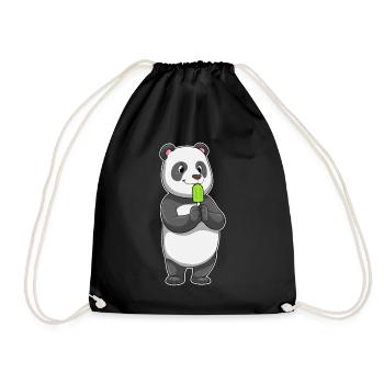 Panda Eis am Stiel - Turnbeutel - Schwarz - Vorne