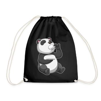Panda Tasse - Turnbeutel - Schwarz - Vorne