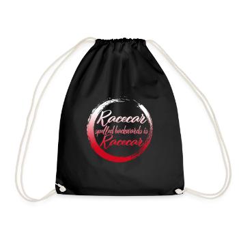Racecar Spelled Backwards Is Racecar Shirt, Funny - Drawstring Bag - black - Front