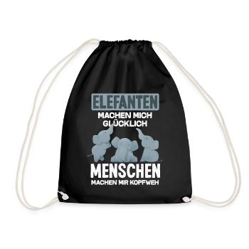 Elefant Tiere Liebe Geschenk - Turnbeutel - Schwarz - Vorne