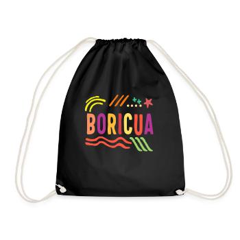 Boricua Shirt, Puerto Rico Flag Patriotic Tee, - Drawstring Bag - black - Front