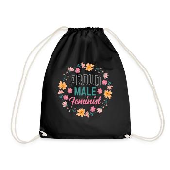 Proud Male Feminist Feminism Women - Drawstring Bag - black - Front