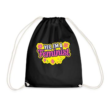 Ja Ich Bin Ein Feminist Feminismus Feministisch - Turnbeutel - Schwarz - Vorne