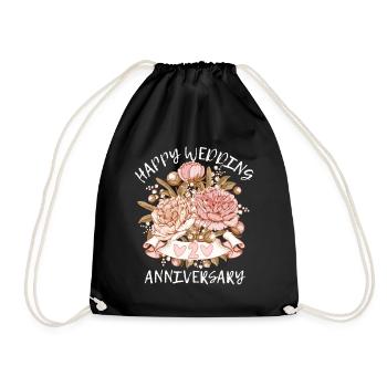 Wedding Anniversary Congratulations with Hydrangeas - Drawstring Bag - black - Front