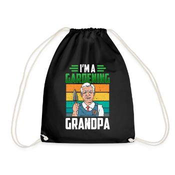 I am a gardening grandpa gardening gardening - Drawstring Bag - black - Front