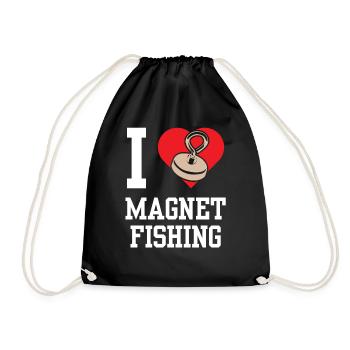 I love Magnet Fishing Magnetic Fishing - Drawstring Bag - black - Front