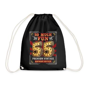 55th birthday 55 years Vintage-Retro Fun-Birthday - Drawstring Bag - black - Front