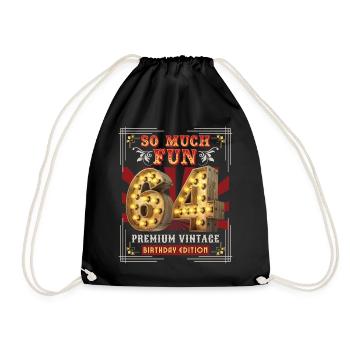 64th birthday 64 years Vintage-Retro Fun-Birthday - Drawstring Bag - black - Front
