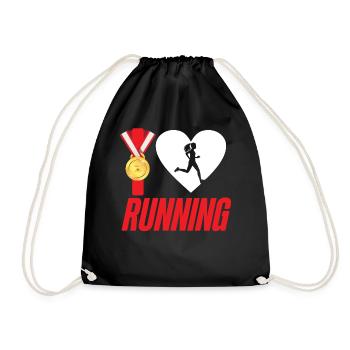 Running Runner Half Marathon Heart - Turnbeutel - Schwarz - Vorne