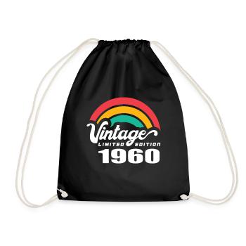 Vintage Birthday Birthday Retro 1960 Limited - Drawstring Bag - black - Front