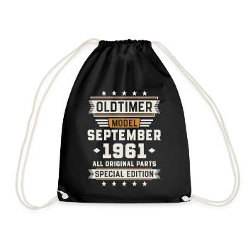Oldtimer September 1961 Birthday Gift - Drawstring Bag - black - Front