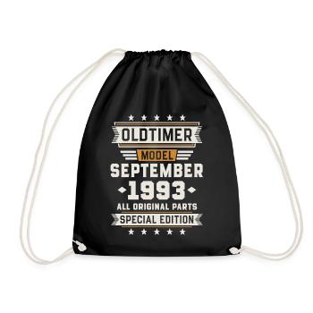 Oldtimer September 1993 Geburtstag Geschenk - Turnbeutel - Schwarz - Vorne