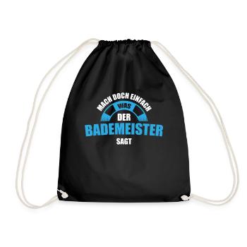 Bademeister Rettungsschwimmer Schwimmmeister - Turnbeutel - Schwarz - Vorne