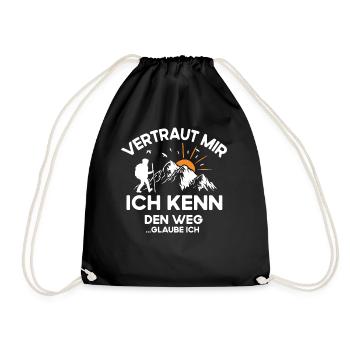 Wandern Vertrau mir ich kenne den Weg - Turnbeutel - Schwarz - Vorne