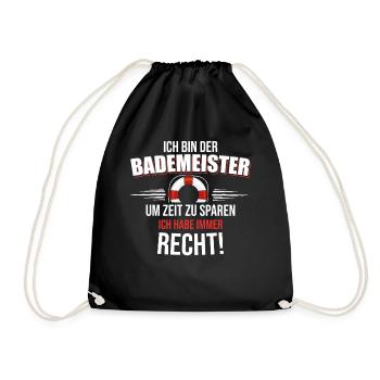 Bademeister Rettungsschwimmer Schwimmmeister - Turnbeutel - Schwarz - Vorne