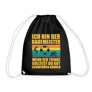 Bademeister Rettungsschwimmer Schwimmmeister - Turnbeutel - Schwarz - Vorne