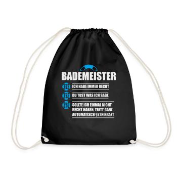 Bademeister Rettungsschwimmer Schwimmmeister - Turnbeutel - Schwarz - Vorne