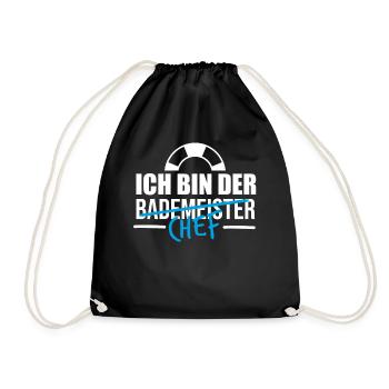 Bademeister Rettungsschwimmer Schwimmmeister - Turnbeutel - Schwarz - Vorne