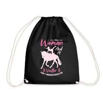 Pferdesport Voltigieren Voltigierer Reiten - Turnbeutel - Schwarz - Vorne