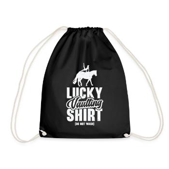 Pferdesport Voltigieren Funny Lucky Riding Reiten - Turnbeutel - Schwarz - Vorne