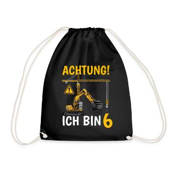 Achtung Ich bin 6 - Turnbeutel - Schwarz - Vorne